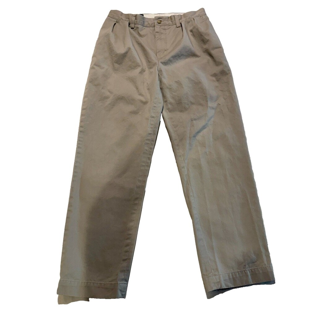 Polo Ralph Lauren Pants Mens 23x30" Beige Ethan Pleated Chino Classic Fit (251)